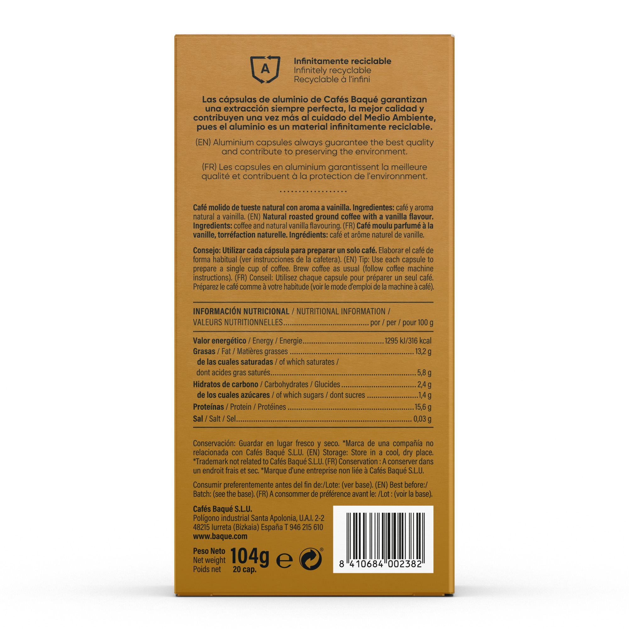 Vainilla 20 cápsulas de Aluminio compatibles Nespresso® - Imagen 2