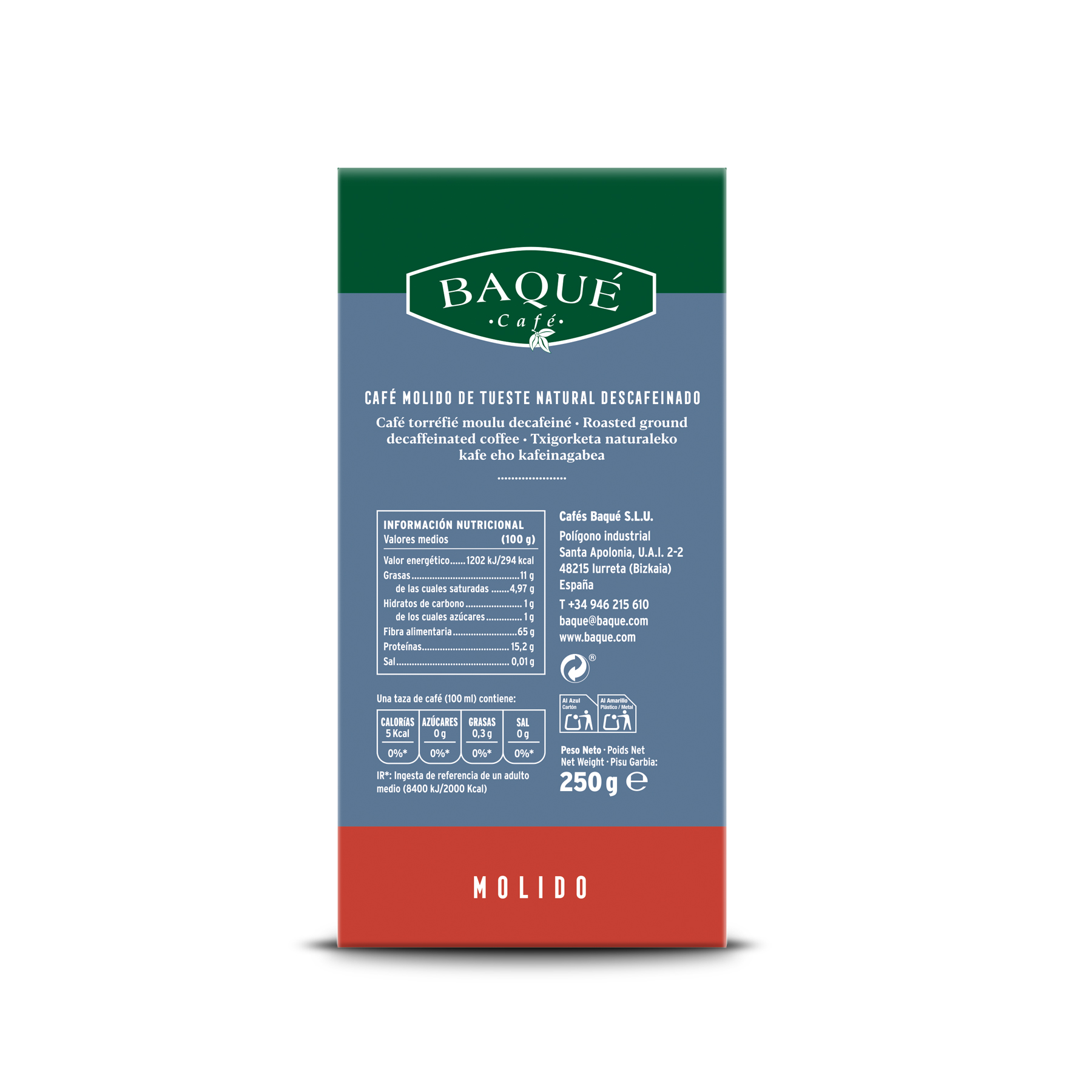Café molido Descafeinado, 250 g. - Imagen 2
