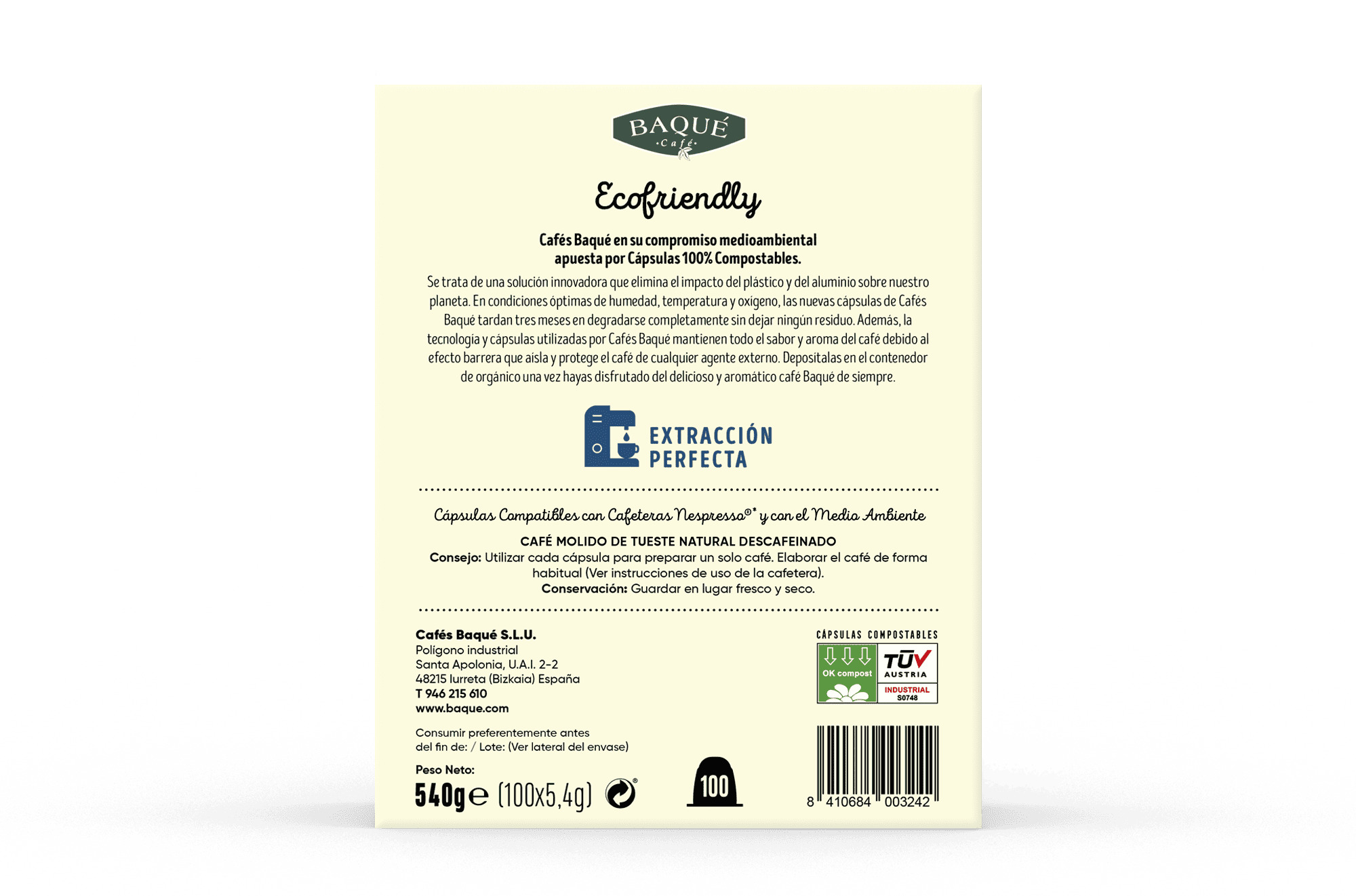 Descafeinado 100 cápsulas compostables compatibles NESPRESSO® - Imagen 2
