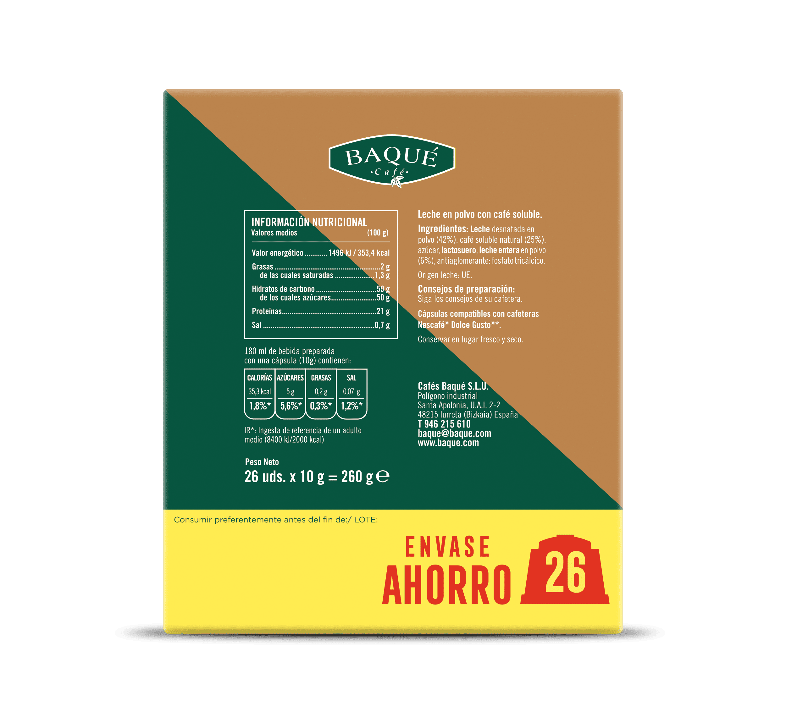 Con leche, 26 cápsulas Dolce Gusto® (formato ahorro) - Imagen 2